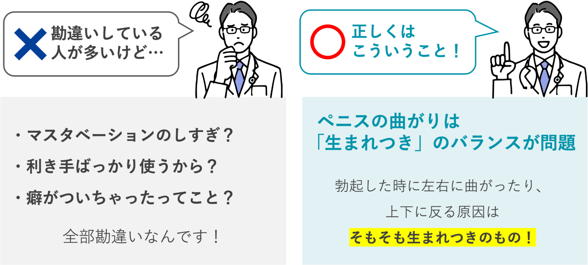 湾曲ペニスについての勘違いと正しい理由