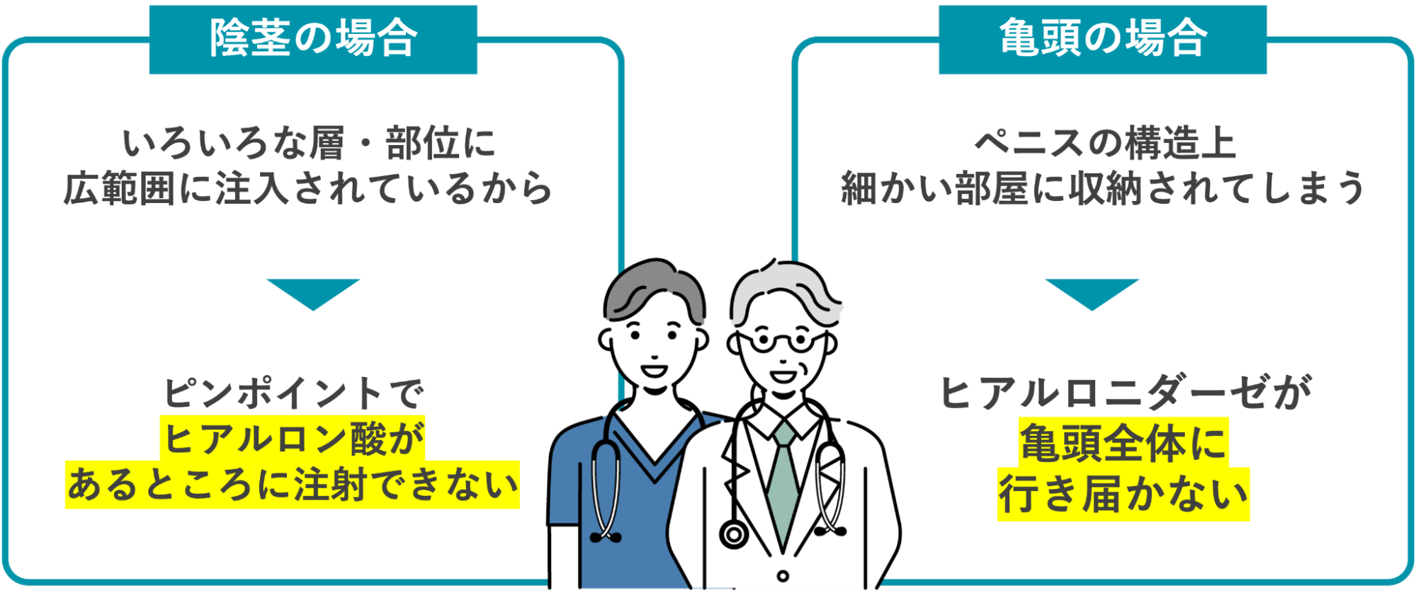 陰茎の場合と亀頭の場合のヒアルロン酸溶解が何日待っても効果がない理由