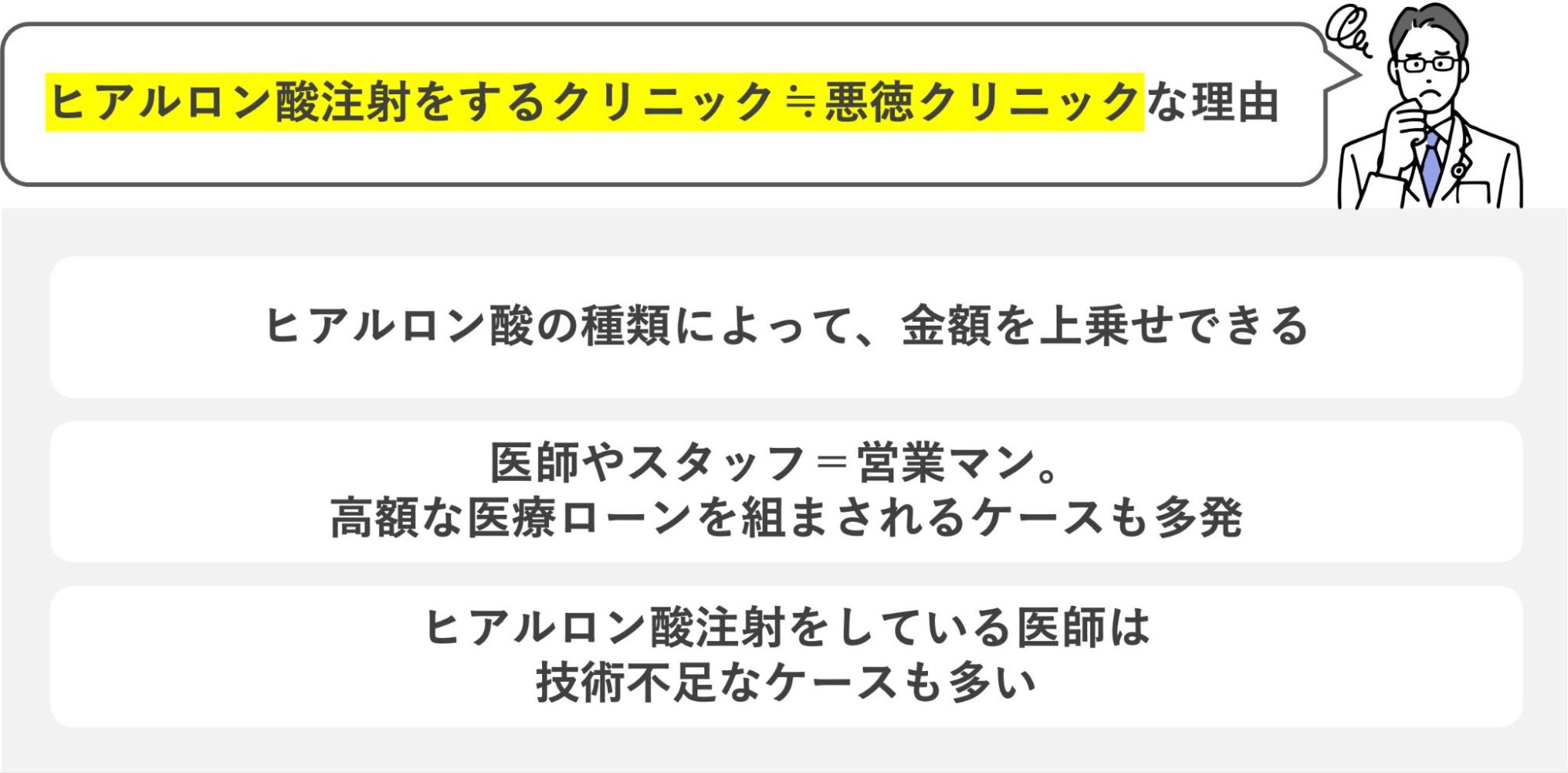 ヒアルロン酸注射をするクリニックが悪徳クリニックといえる理由
